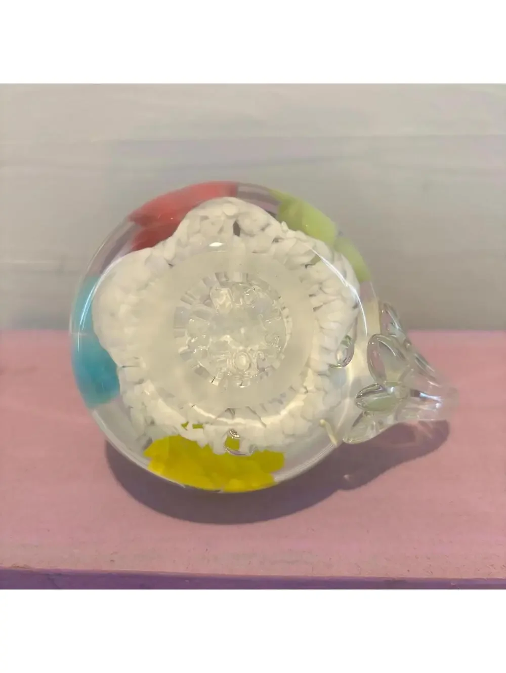 Joe St Clair Flower Art Glass Candleholder Paperweight